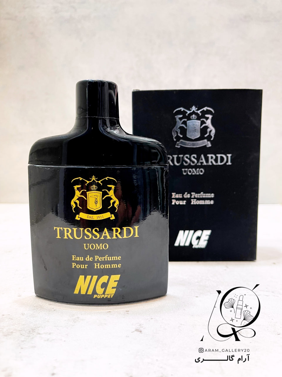 ادوپرفیوم مردانه نایس Nice مدل تروساردی اومو(یومو) Trussardi Uomo حجم 85 میلی لیتر طرح مارک